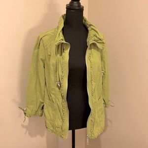 LAL (Live a Little) Muted Chartreuse Ruffle Zip-front Blazer/Jacket